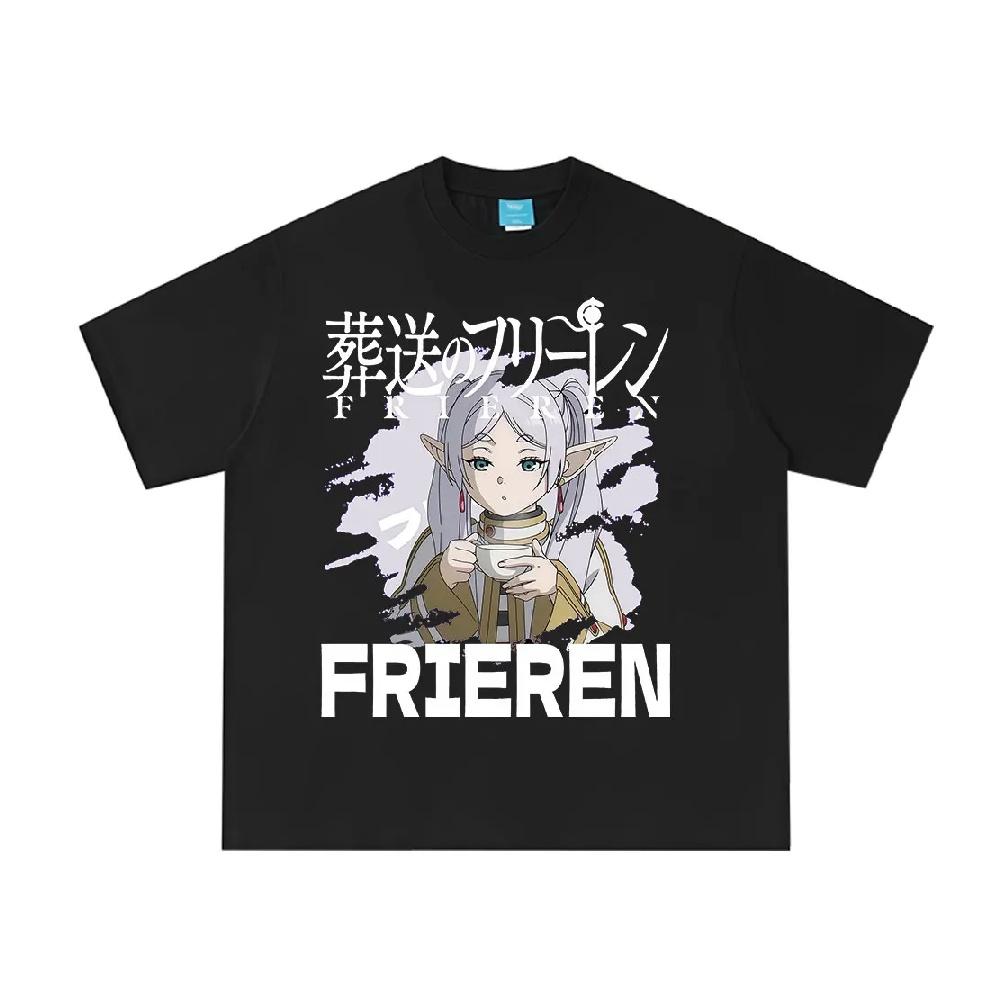 

Anime Frieren_ Beyond Journey s End Frieren Graphic T-shirt Men Women Clothing Fashion Short Sleeve 100_ Cotton Summer T-shirts S чёрный