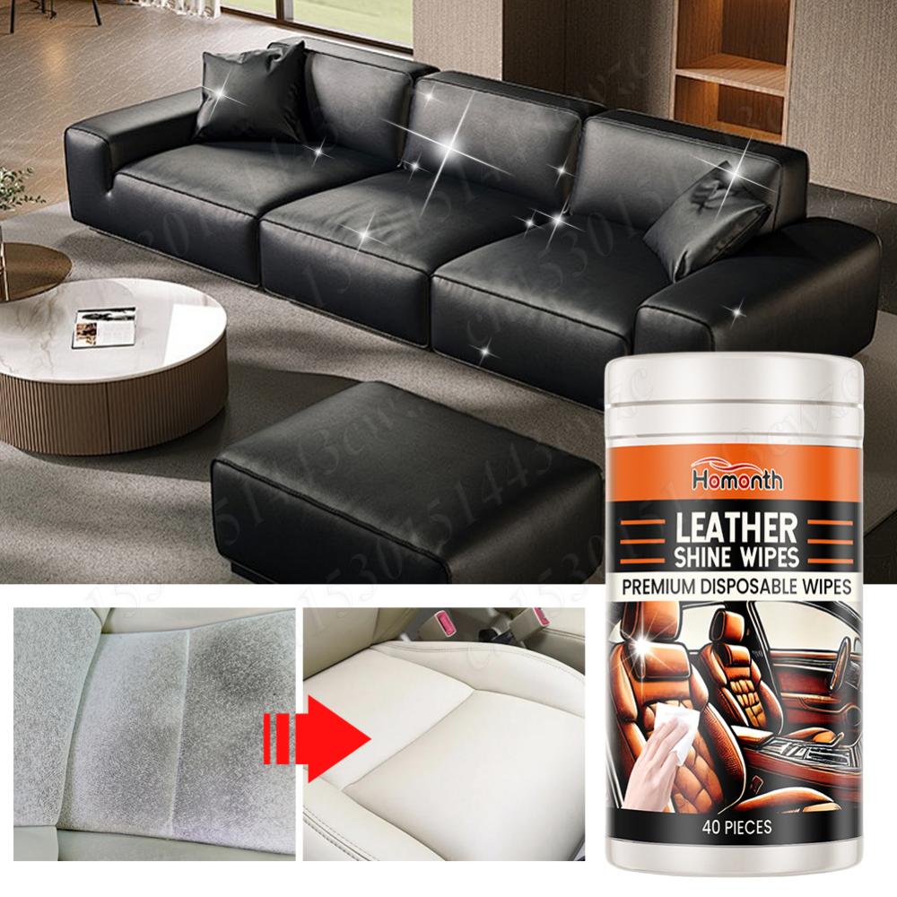 40Pc Leather Cleaner&Conditioner Wipes Leather Cleaner Wipes Car Leather Wipes Conditioning Wipes Dashboard Console Dust Remover