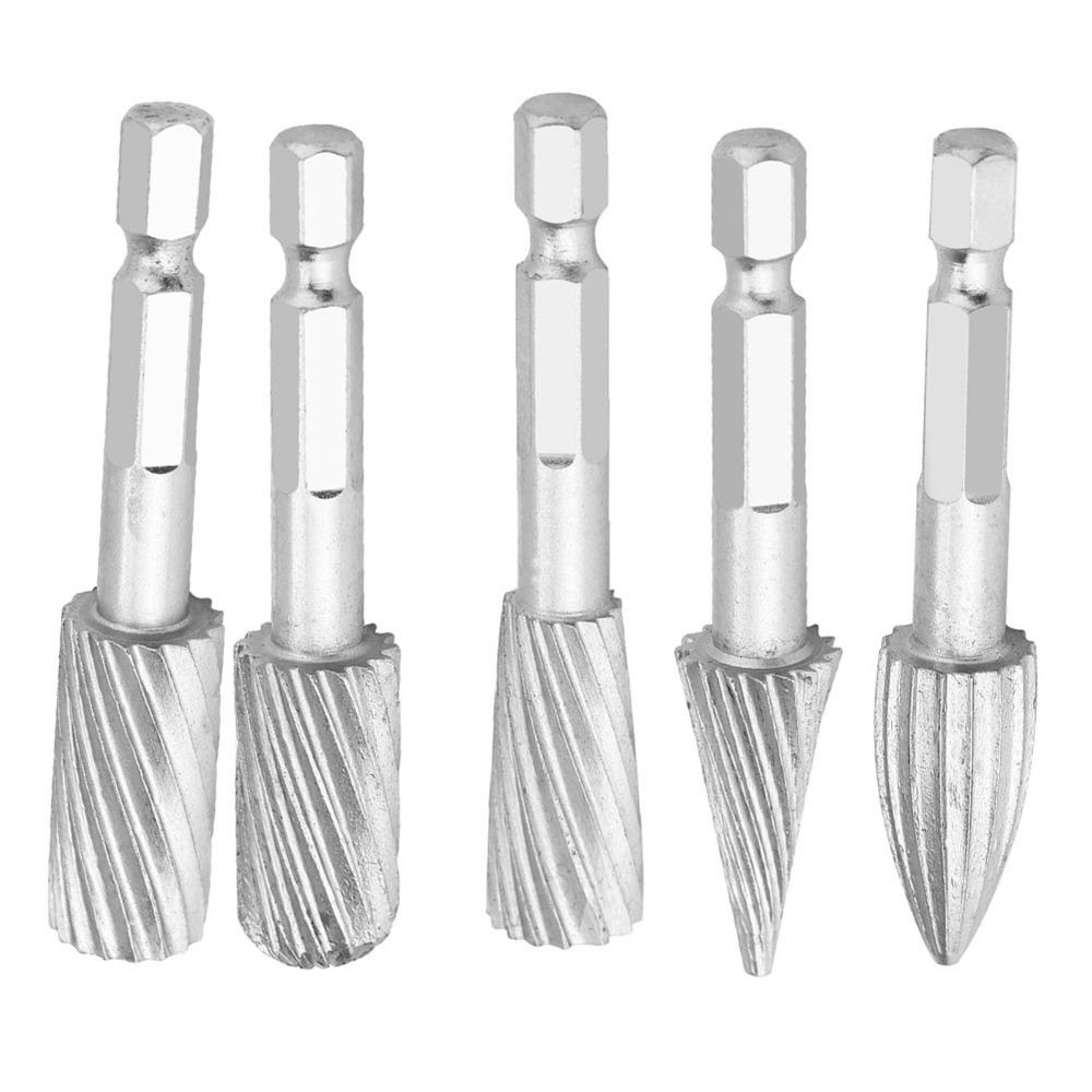 5PCS Silver High Speed Steel Burrs High Speed Steel Carbide Burr Set Durable Rotary Burr Files