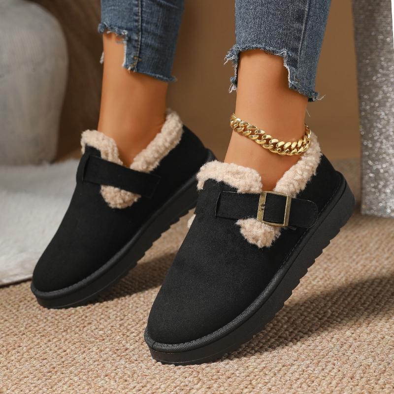 New Winter Women's Snow Boots Thick Bottom Buckle Women's Cotton Shoes Large Women's Shoes