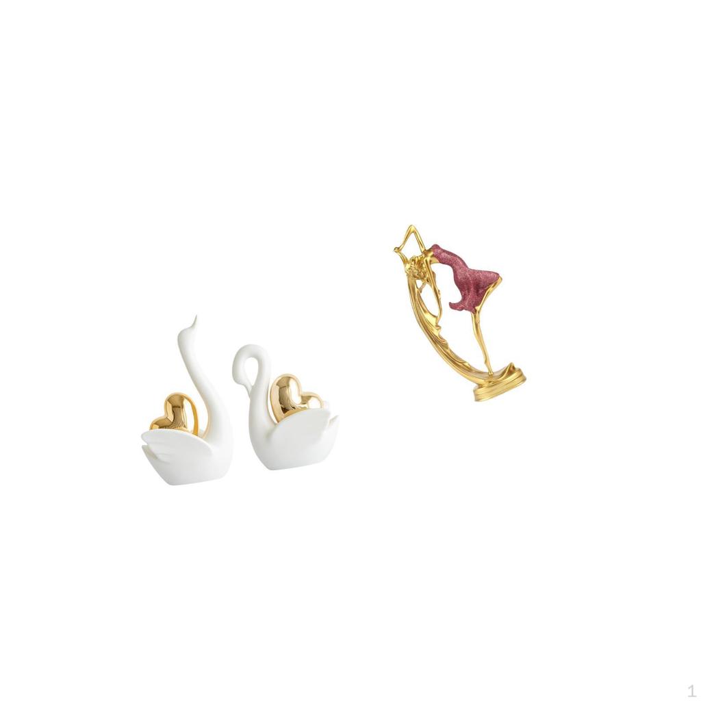Swan Couple Figurines And Ballet Dancing Girl Statue Elegant Tabletop Ornaments for Home Office