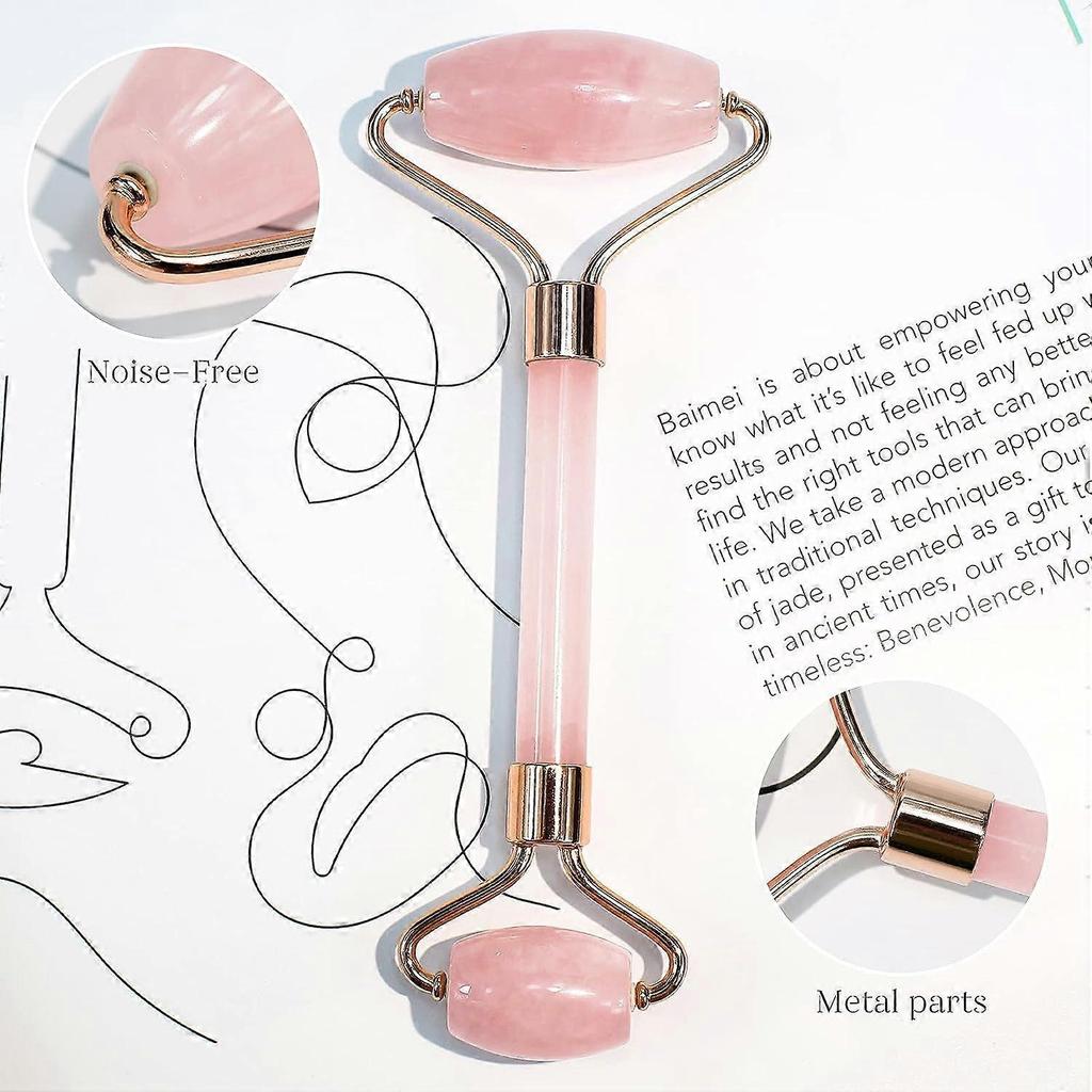Jade Roller and Gua Sha, facial roller, facial beauty roller skin care tool, rose quartz massager for face, eye, neck, body muscle relaxation, relief 