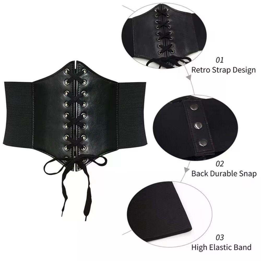 PU Leather Wide Belt Punk Waist Cincher New Skirt Belt