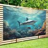 2D Plane 1 Banner Display Background Fabric Featuring a Shark and Coral Underwater World Scene for Daily Decoration