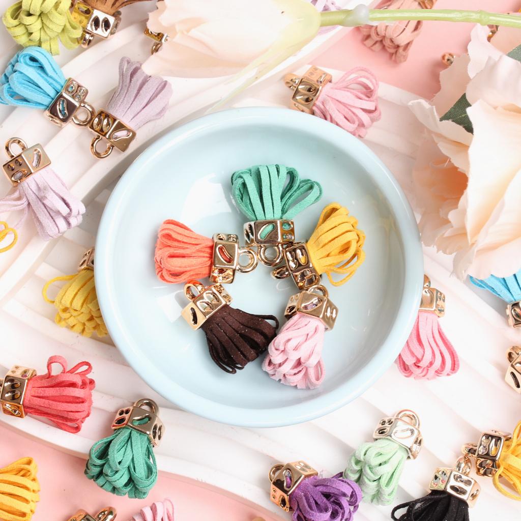 50 Stück Anhänger 25mm Quaste Samt Legierung Fransen Koreanisch DIY Ohrringe Schmuckzubehör Handgefertigt Herstellungsmaterialien