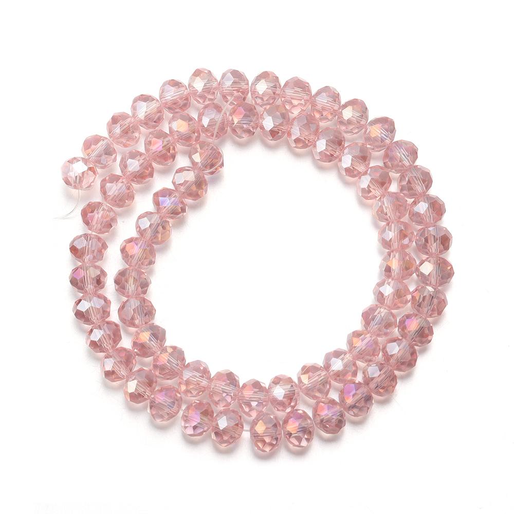 3 4 6 8 10mm Rondelle Faceted Crystal Beads Transparent Water Pink Glass Loose Beads For Jewelry Making DIY Bracelet Necklace