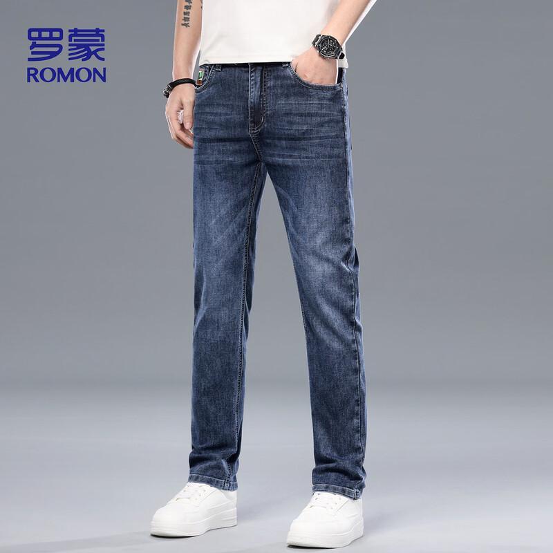 ROMON Men's 6602 Ice Silk Straight-Leg Jeans