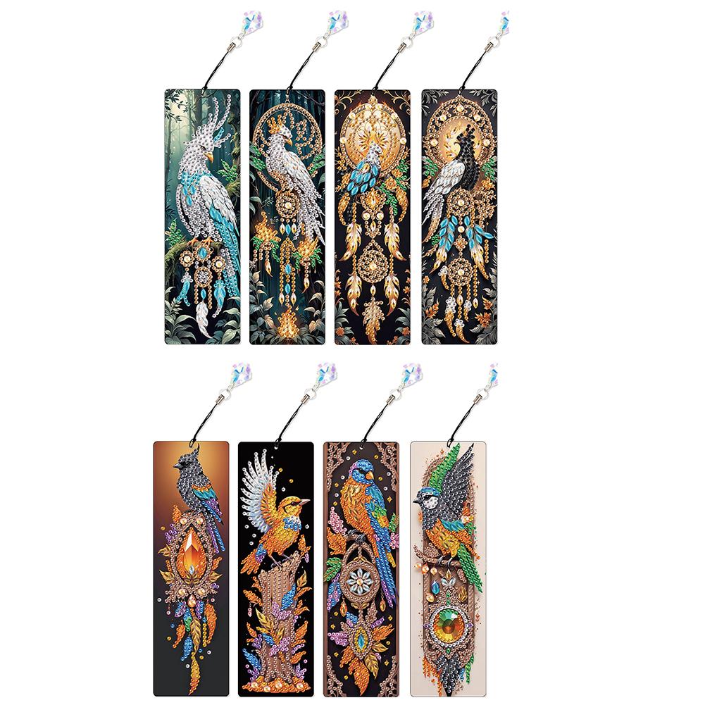 8Pcs Colored Patterns DIY Diamond Art Bookmark Diamond Painting Art Bookmarks for DIY Making Beginners Adult Art Craft Supplies
