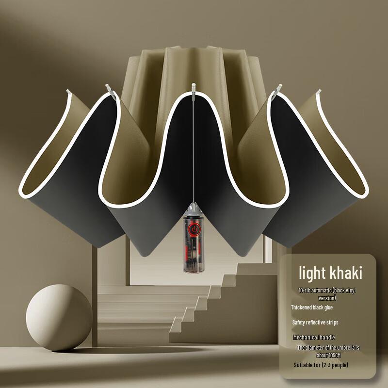 Автоматический трехскладной реверсивный светоотражающий складной зонт XUQING с защитой от УФ-лучей