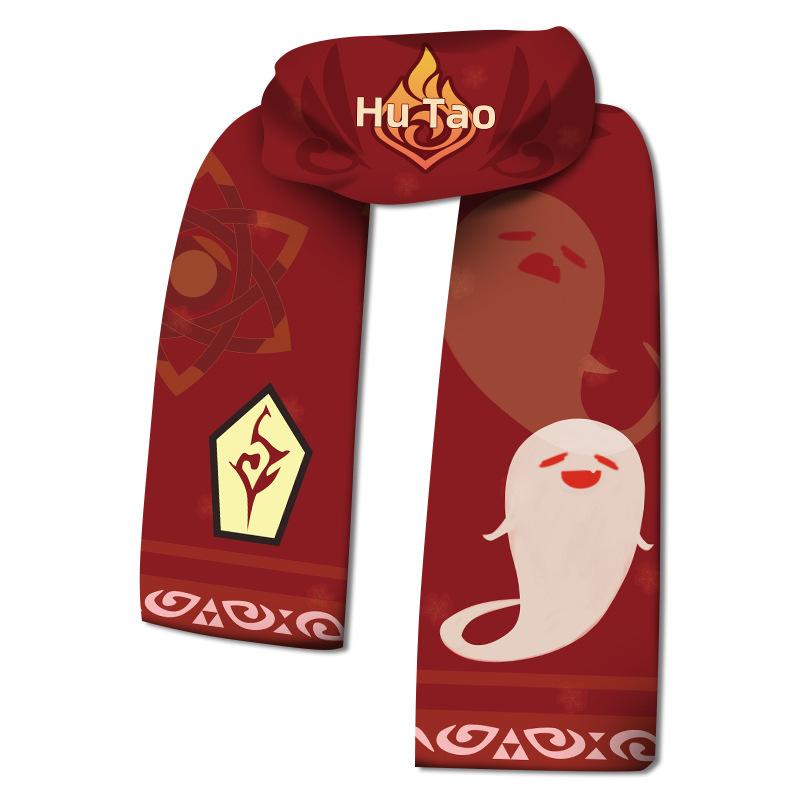 Anime Genshin Impact Soft Scarf Zhongli Hutao Cartoon Warm Shawl Wrap Genshin Klee Thick Muffler Neckerchief Winter Head Scarf