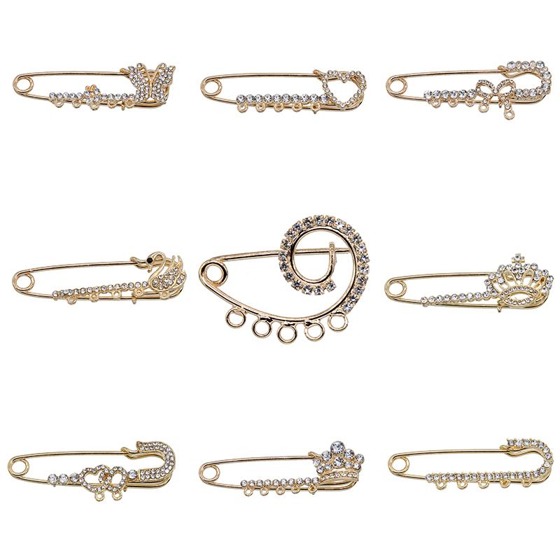 Classic inlaid high-grade CZ rhinestone charm pin female models long brooch delicate jewelry hundred matching fashion style