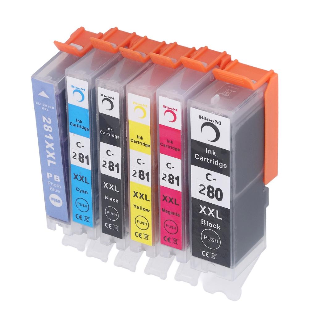Ink Cartridge 280 281 Smooth Output Cartridge Combo Pack Replacement for PIXMA TS702 TR7520 6 Colors BK BK C M Y PB