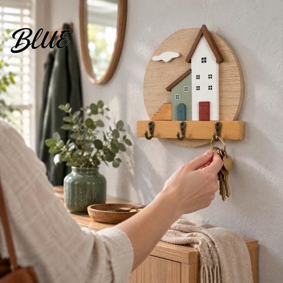 Exquisite Home Organization Storage Rack Key Holder Wooden Cottage Gift Nordic House Shaped