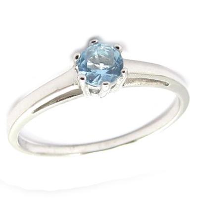 Solitaire Silver Ø 4 Mm Aquamarine