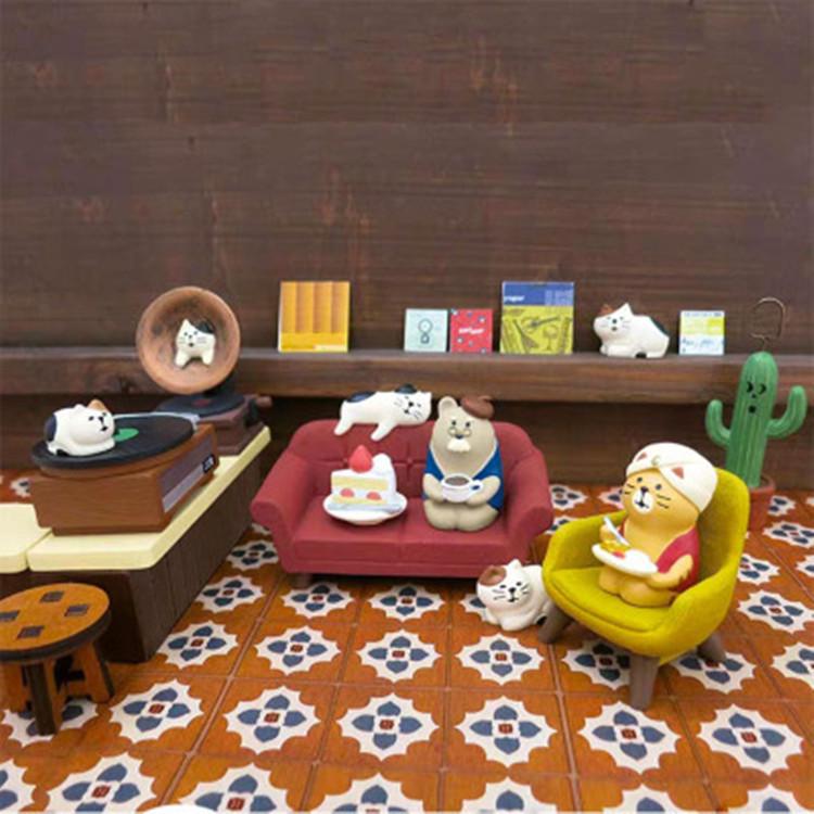 ZAKKA Cute Cat Heart Sofa Chair Miniature Resin Ornament
