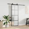VidaXL Sliding Door Hardware Kit Black 76x205 Cm ESG Glass, Interior Door, Interior Barn Door, Door 3375857
