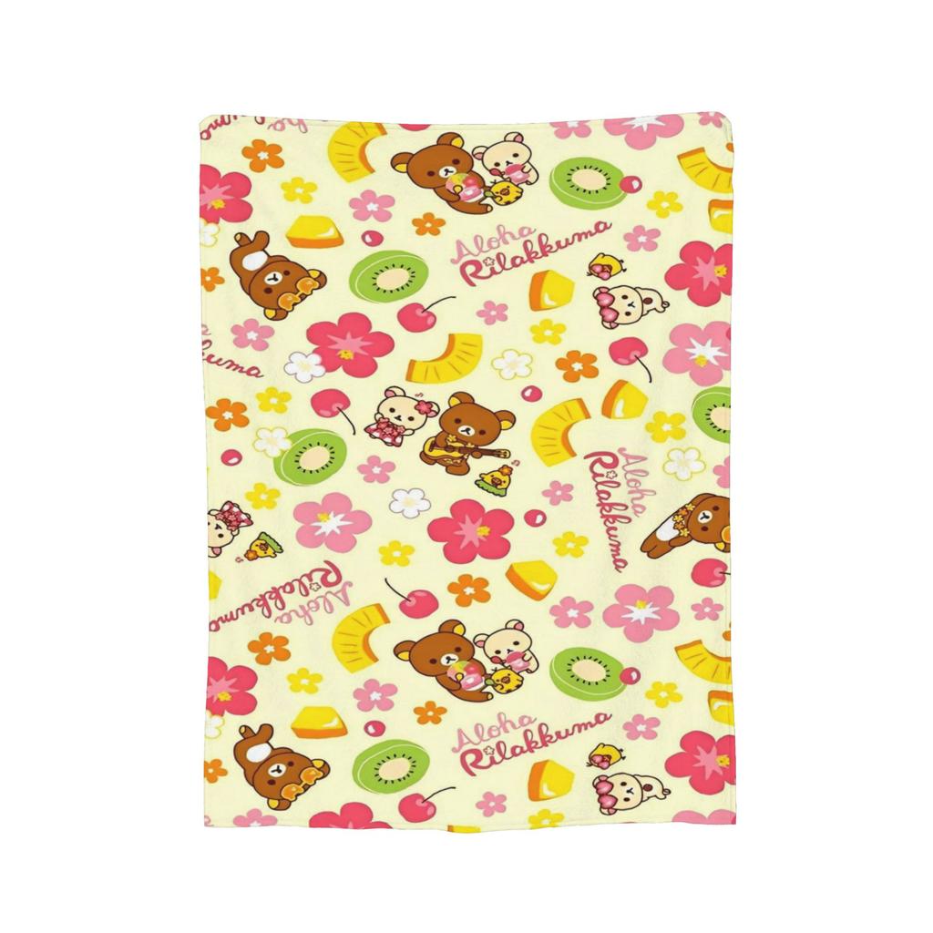 Rilakkuma Candy Strawberry Korilakkuma Blankets Flannel Throw Blanket Summer Air Conditioning Personalised Soft Warm Bedsprea,