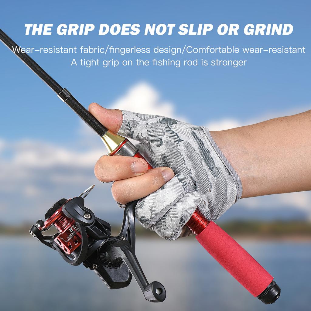 Fishing Gloves For Men Summer Fishing Road Sub Sunscreen And Anti Slip Ice Silk Breathable Thin Three Finger Cut Gloves