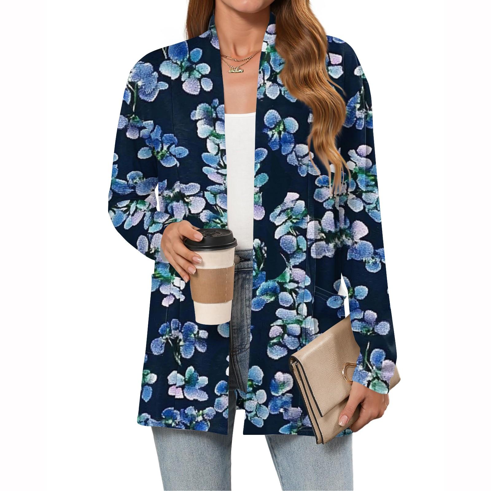 

Женские легкие кардиганы с открытой передней частью, с длинными рукавами, повседневные, свободные, тонкие кардиганы с карманами XL