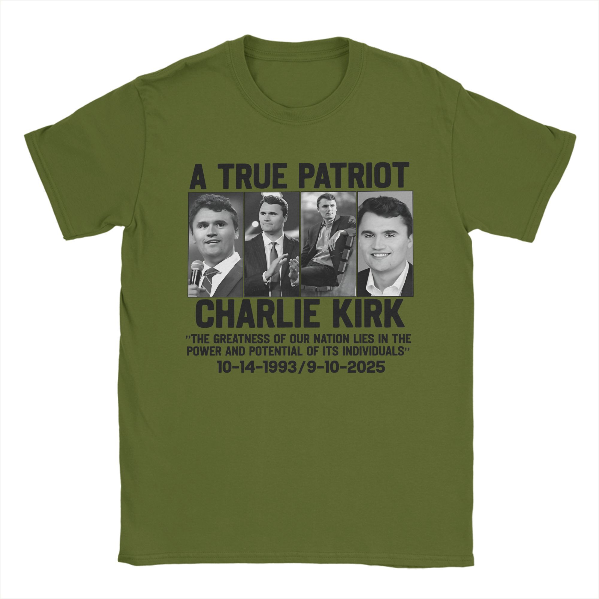 Unique A True Patriot Charlie Kirk T-Shirt for Men Crew Neck Cotton T Shirt  Short Sleeve Tee Shirt Printing Clothes 4XL