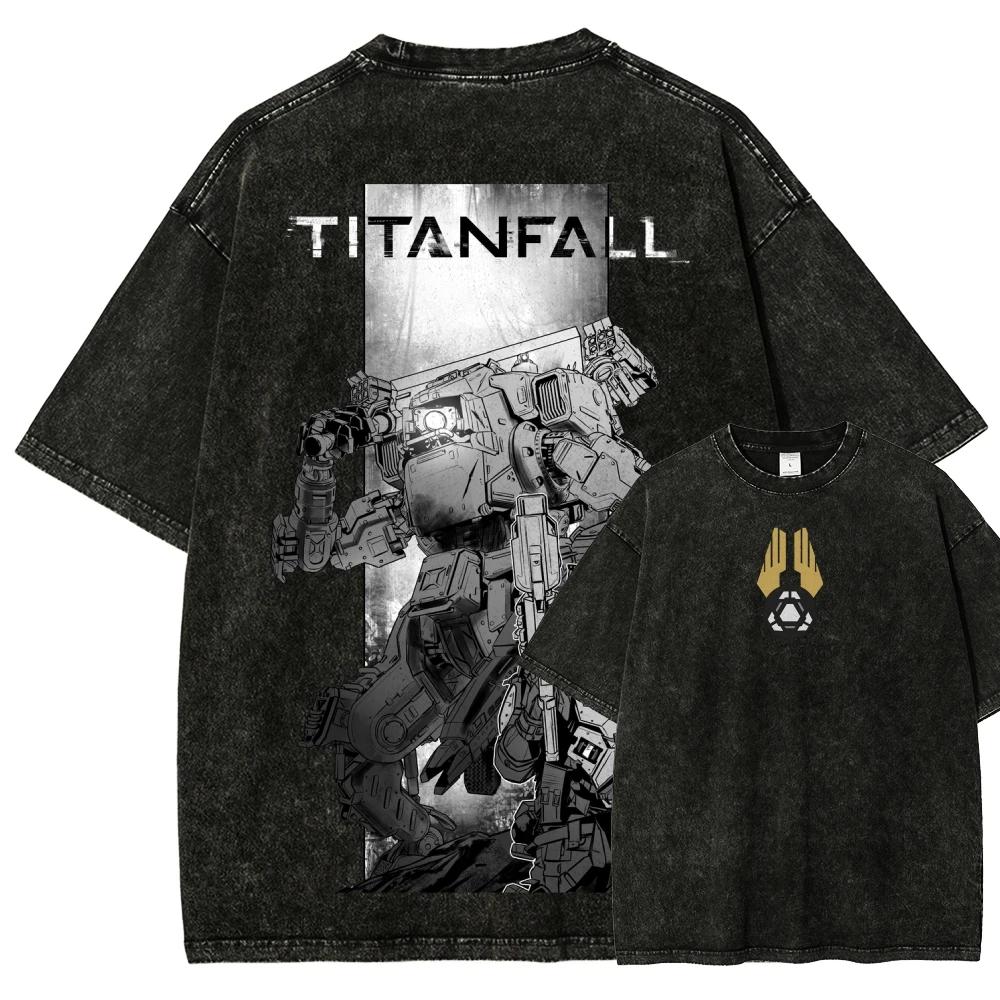 

Футболка Titanfall Washed Одяг на весь рік Одяг з характером Великий розмір Унісекс Висока якість Гарячий продукт Праний Ретро S