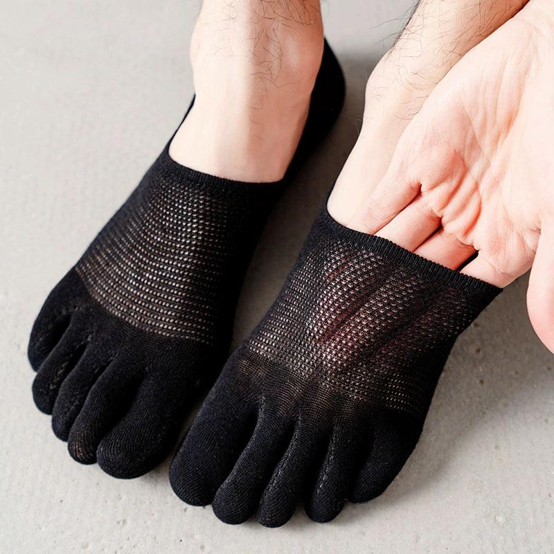 Socks For Women Spring Summer Solid Color Mesh Five Fingers Socks Ankle Short Socks Sweat-absorbing Boat Socks Split Toe Socks