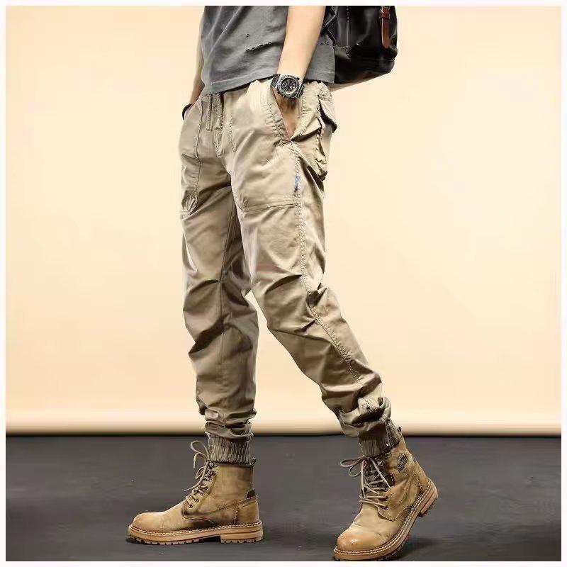 Retro Hong Kong Style Zipper Overalls: Trendy, Wear-Resistant, Versatile Sports Casual Pants for Spring and Autumn