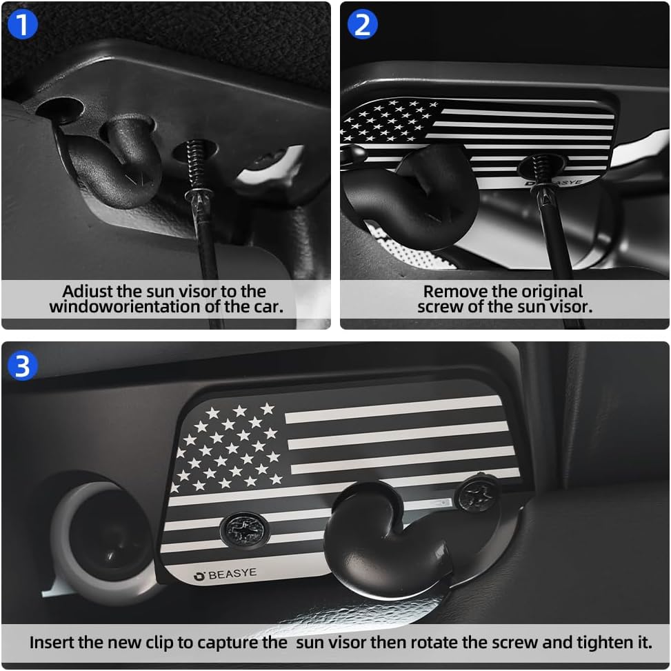 Sun Visor Repair Kit, Aluminum Alloy Sun Visor Clips For Jeep Wrangler JK 2018, JL 2018-, - Gladiator, Upgrade Visor Repair Kit, Car Visor