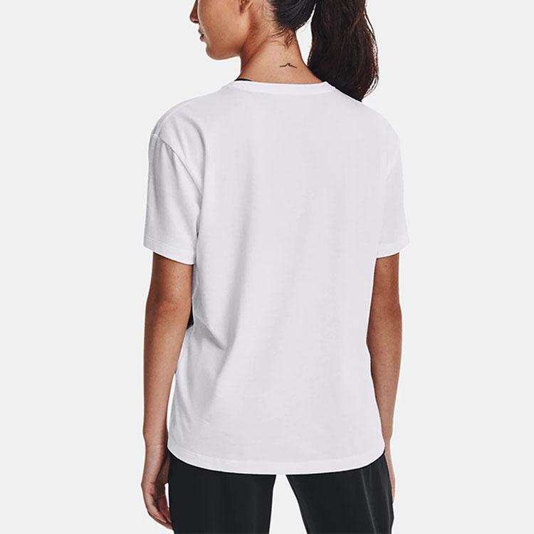 Under Armour New Spring Collection Tiger Logo Print Crew Neck T-Shirt Women Tops White 1366121-100