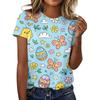Women's Fashionable Casual Short-Sleeved Raglan Sleeve Easter Print T-Shirt Top