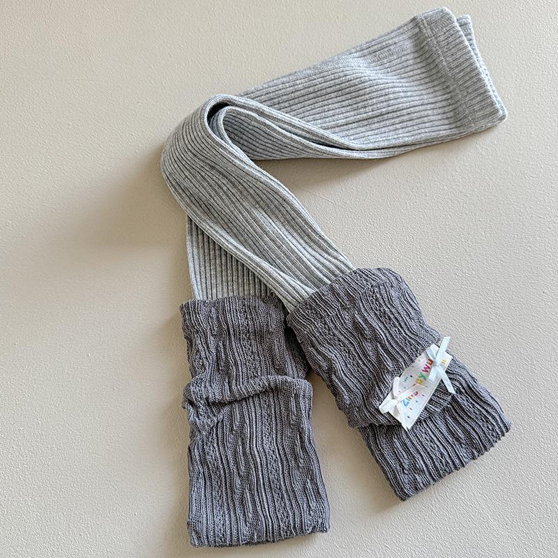 2025 Korean Style Knitted Scrunch Leggings & Tights Combo - Nine-Point Girls' Cotton Leg Warmers