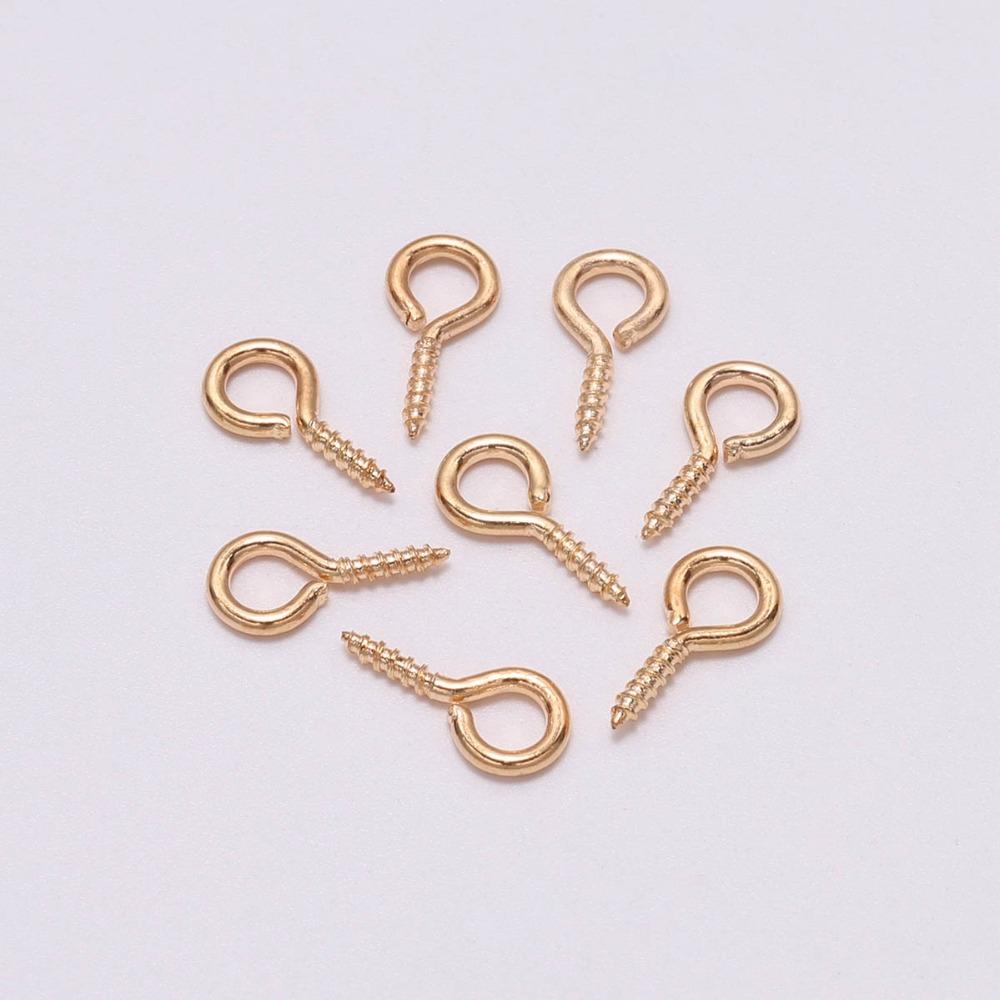 200pcs/lot 4*8 5*10 Screw Eye Pins For Pendant Iron Screw Eye Hooks Clasps Fit Drilled Beads DIY Jewelry Findings Making Supplie