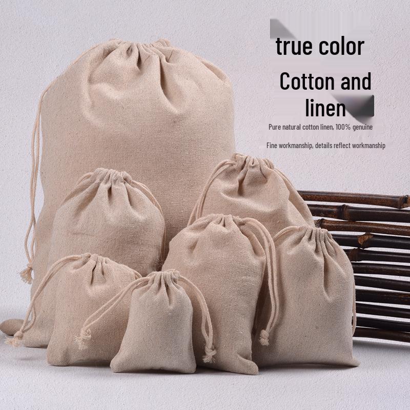 

Dragon Boat Festival Natural Linen Sachet: Cotton Drawstring Burlap Bag, Custom Logo Option 13x18cm (empty bag)