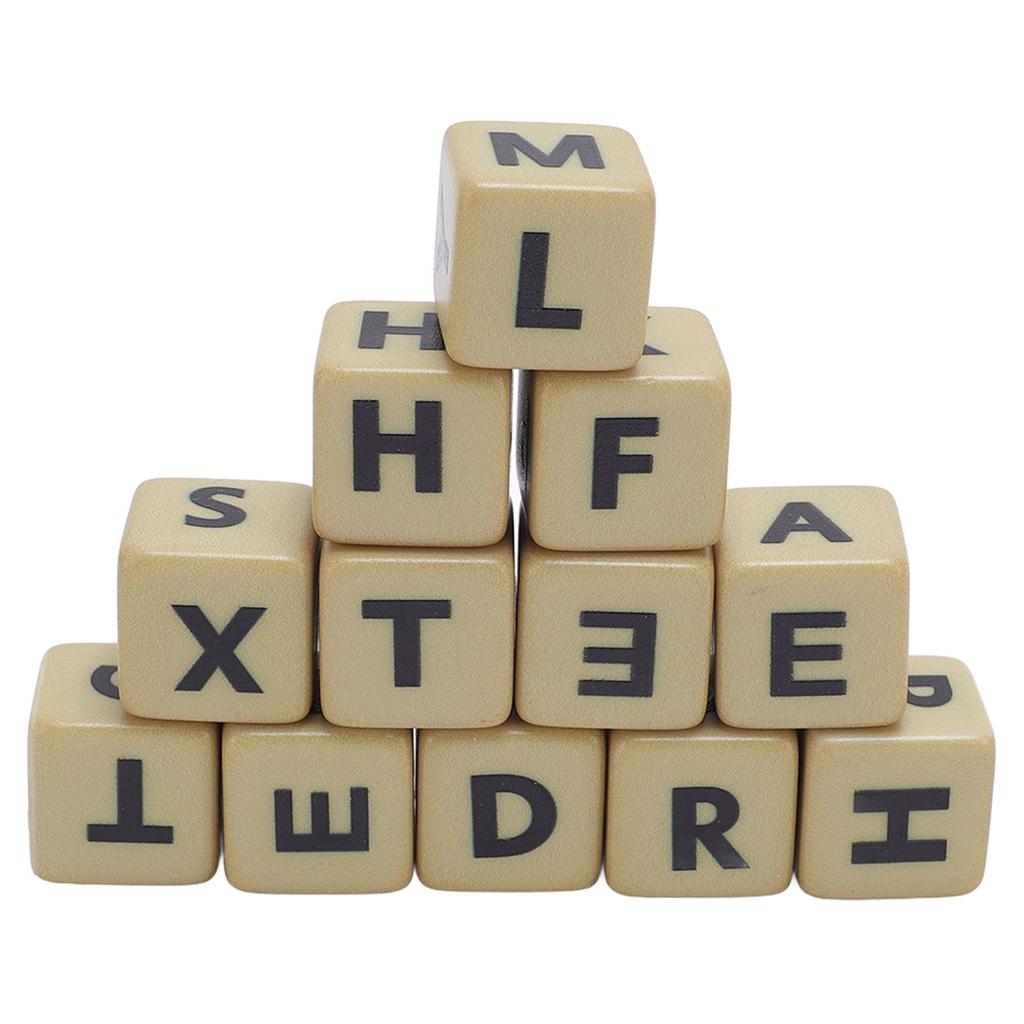 6 Sided Dice Crossword Game 12 Dice Letters Set Word Games Creative Game English Letter Dice with Case for Camping Education