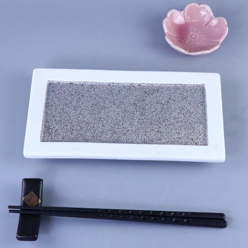 Japanese Kaiseki Ryori Style Retro Rectangular Cuisine Plate for Sushi, Sashimi, Yakitori, and Yakiniku.