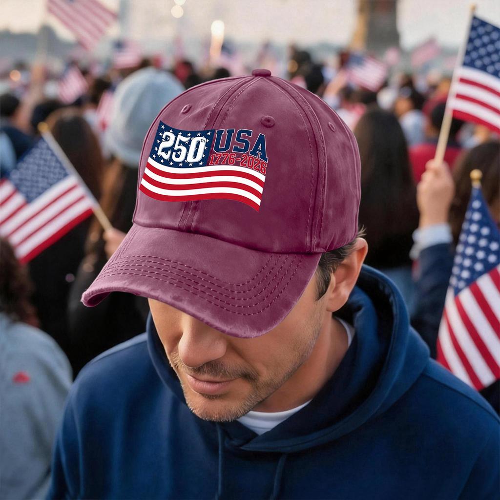 Men's and Women's Matching American 250th Anniversary Anniversary Embroidered Vintage Washed Baseball Cap