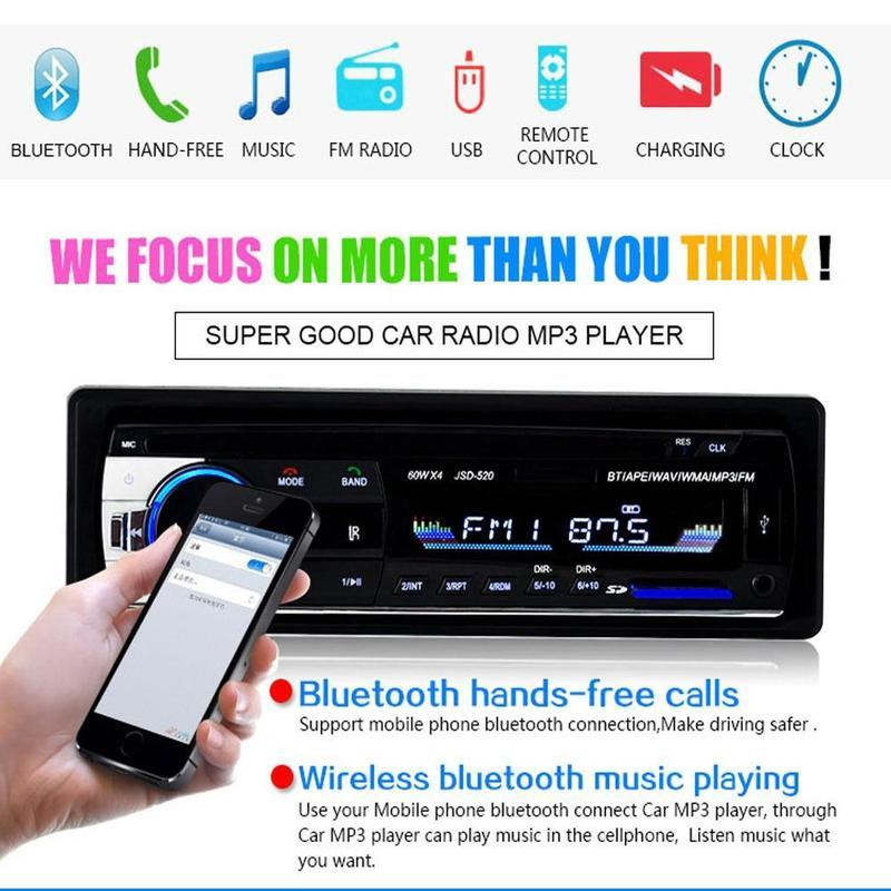 Car Stereo Radio FM Aux Input Receiver SD USB JSD-520 12V In-dash 1 Din Car MP3 Multimedia Player