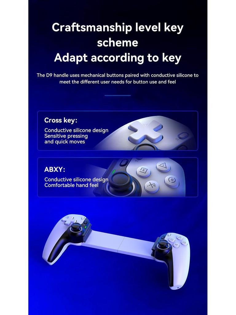 D9 Wireless Telescopic Gamepad for Tablet, Switch, PC, PS, Bluetooth Streaming