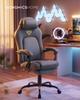SONGMICS HOME Sedia da Gioco Ergonomica per Computer con Poggiapiedi Sedia da Ufficio Girevole con Cuscino Tessuto Misto Cotone Lino Altezza Regolabile Grigio Tortora