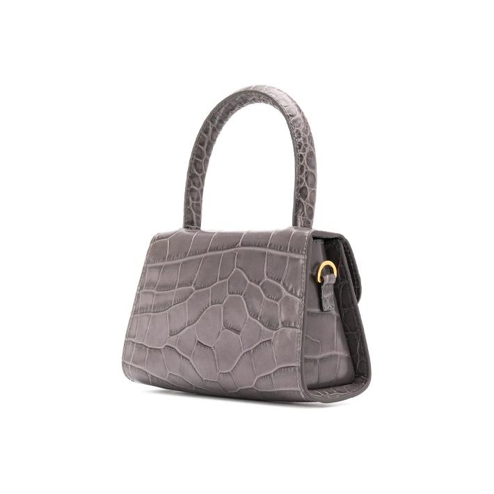 By Far Mini Croco Embossed Leather Shoulder Tote Bag Women bags Dark-Gray 18FWMINAGRDSMA