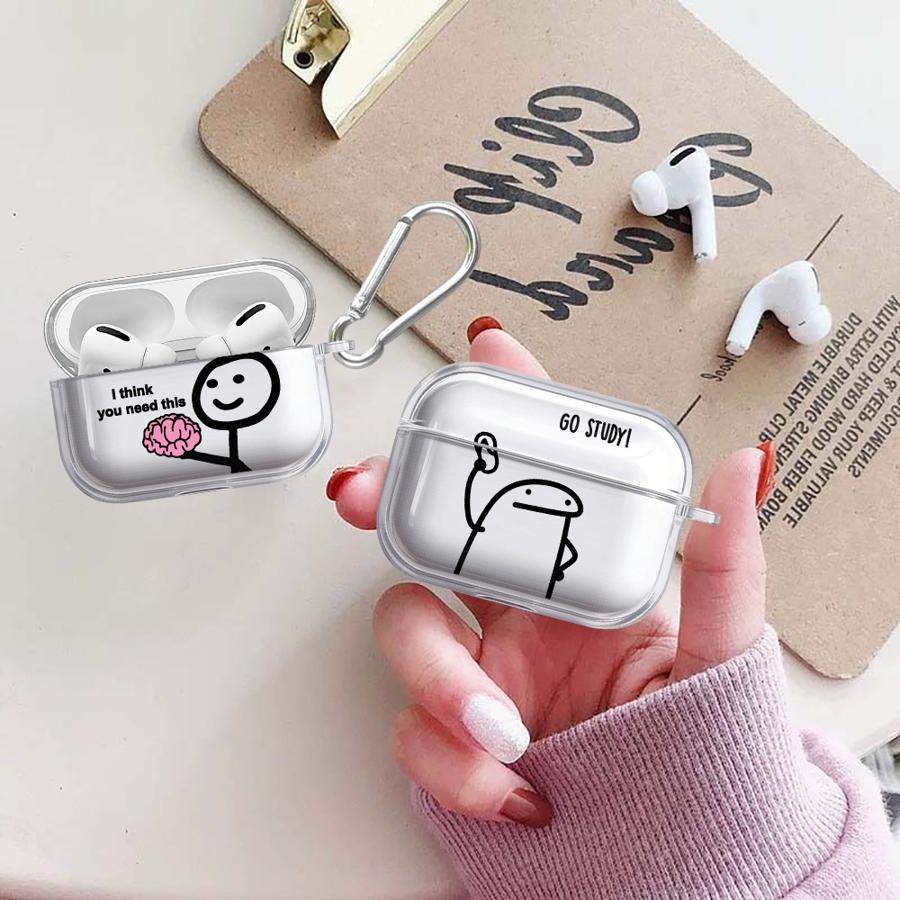 Cartoon Stick Figure Art Case For Airpods 1 4 2 Pro3 3 Pro Pro2 Clear Earphone Cases Cover