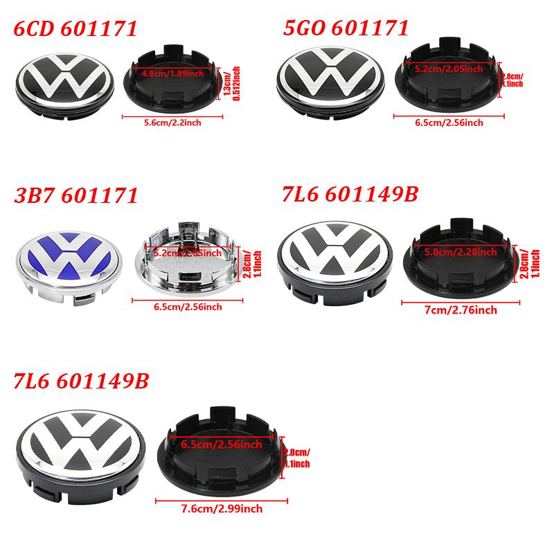 2026 Hot For Volkswagen VW 4pcs VW Wheel Center Hub Caps 56mm 65mm 66m 70mm 76mm Wheel Cover For VW Golf 4 5 6 7 Passat B5 B6 B7