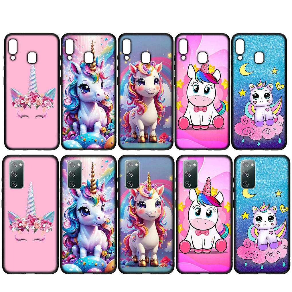 For iPhone 16 15 X XR Samsung Galaxy S24 S23 Plus Xiaomi Redmi Note 13 12 11 Pro Max 9 10 14 OPPO Huawei Cover Unicorn Rainbow Horse Anime Phone Case
