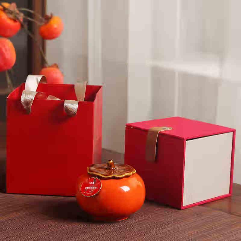 Persimmon Shaped Tea Caddy Gift Jar