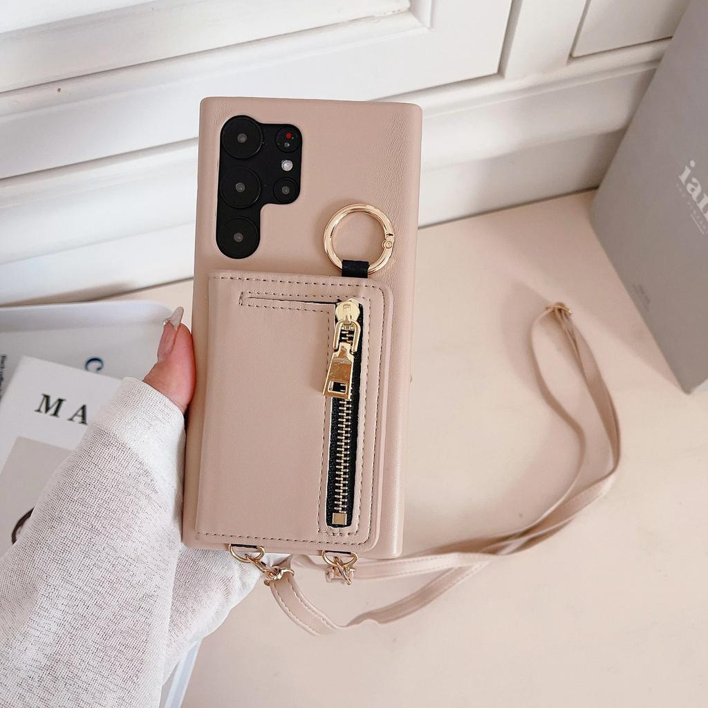 Umhänge-Ledergeldbörse mit Kartenhalter Handyhülle für Samsung Galaxy S23 FE S25 S24 S22 Ultra Plus A53 A54 Stoßfeste Hülle