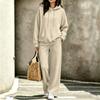 Women's Casual Hooded Sweatshirt and Pants Set with Pockets for Fall and Winter