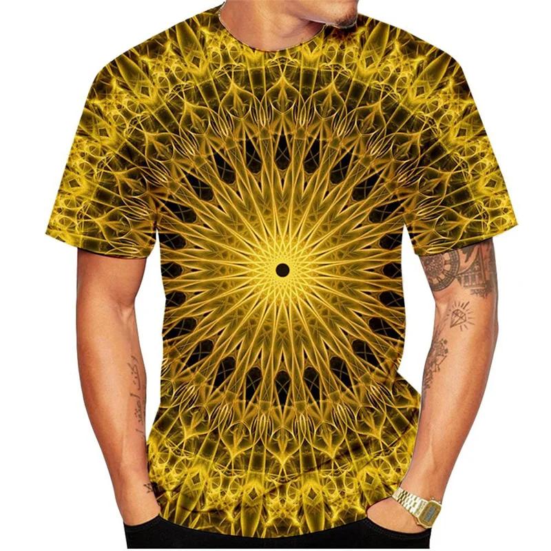 Colorful Kaleidoscope Pattern T-Shirt For Men Bohemia 3D Printed Tees Summer Casual
