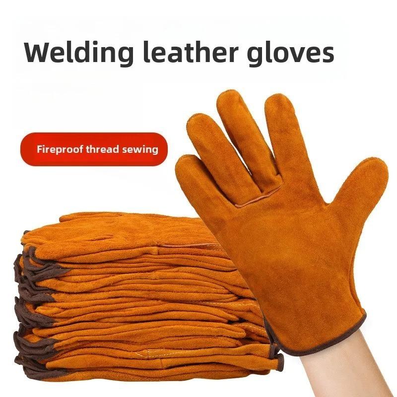 Welder-Specific Double-Layer Cowhide Welding Gloves Heat-Resistant Flame-Retardant Protective Work Gloves Industrial Safety Gear