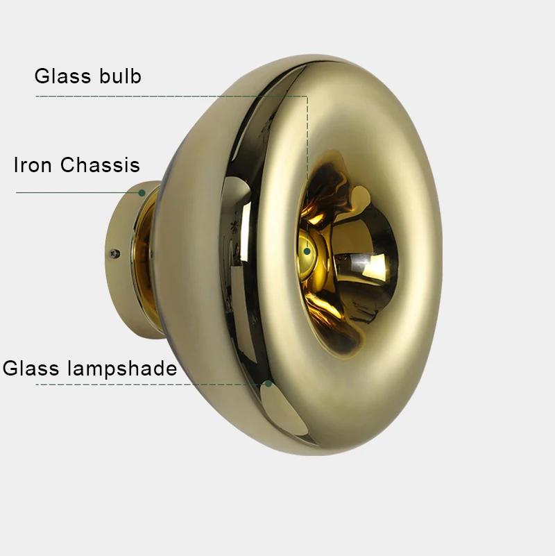 Nordic Wall Light Glass E27 LED Wall Lamp Modern Round Sconces Indoor Lighting Room Decor for Bedroom Living Room Bedside Light