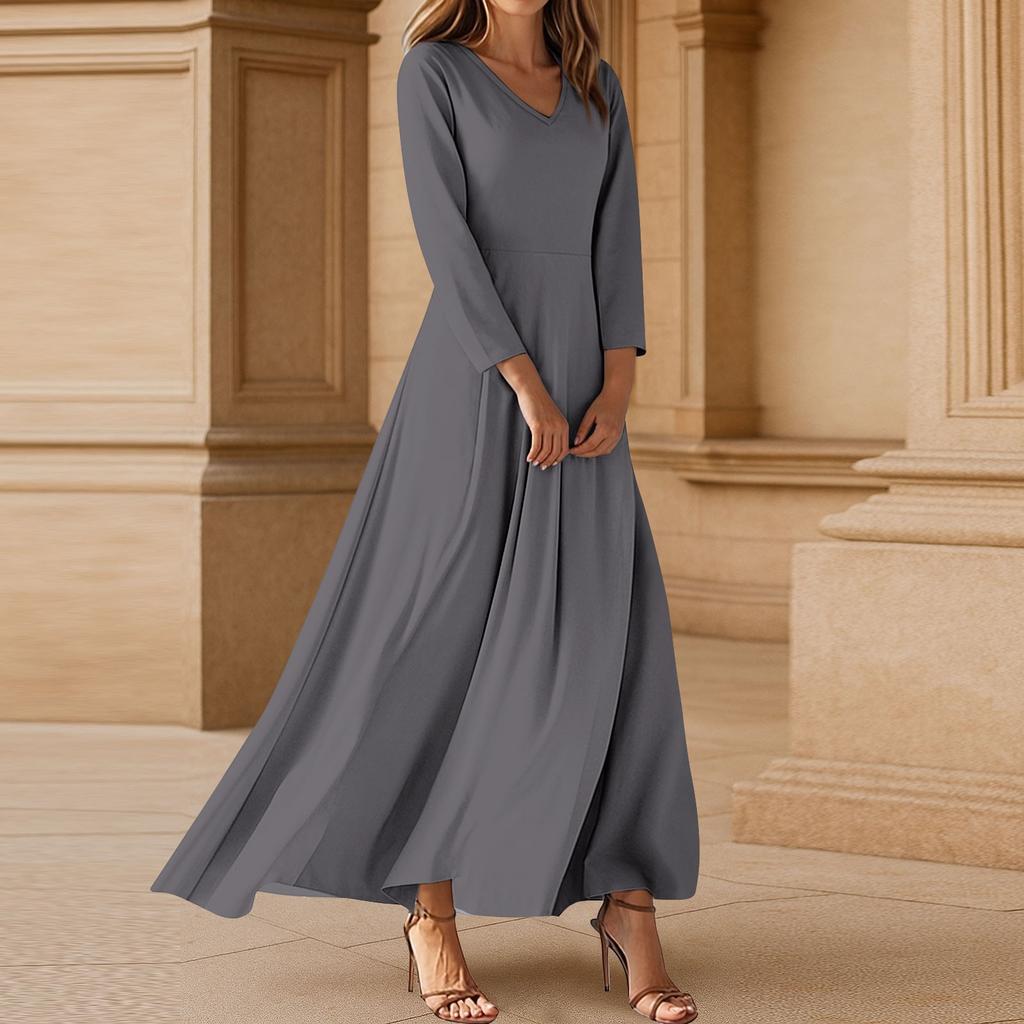 Dresses For Womens Vintage Tunic Waisted Midi Dress Summer Casual  3/4 Sleeve Dress